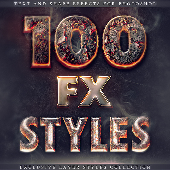 100 Photoshop Layer Styles Bundle - Text Effect