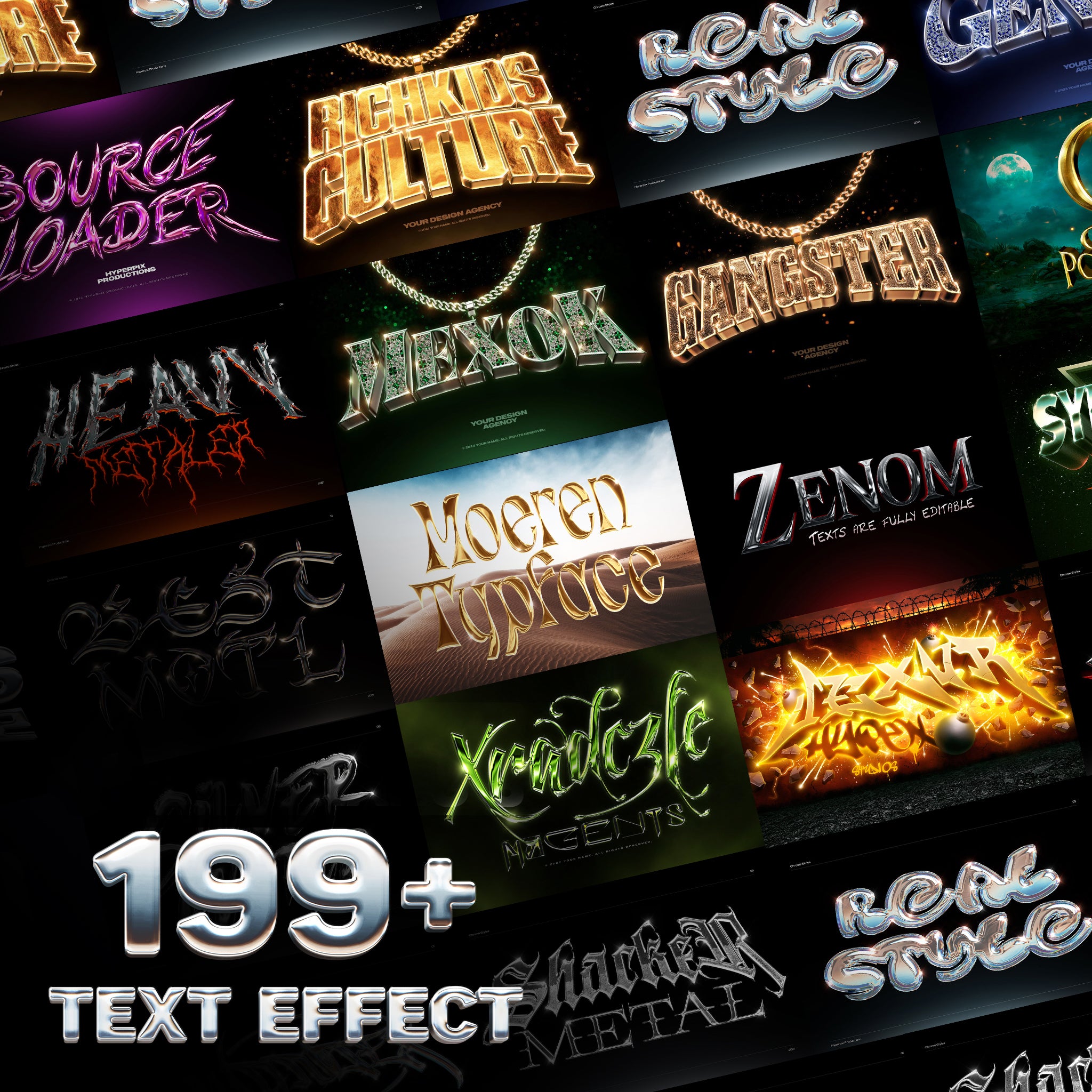 199+ Editable 3D Photoshop Texts & Styles Effects Bundle Vol-1