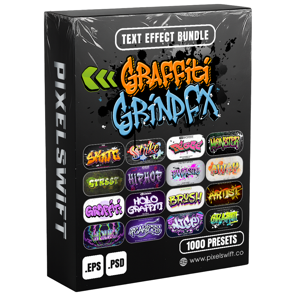 Creative FX Pack – 5,000+ Editable Retro, Pixel, Graffiti, Cosmic & Comic Text Effects (PSD + EPS)