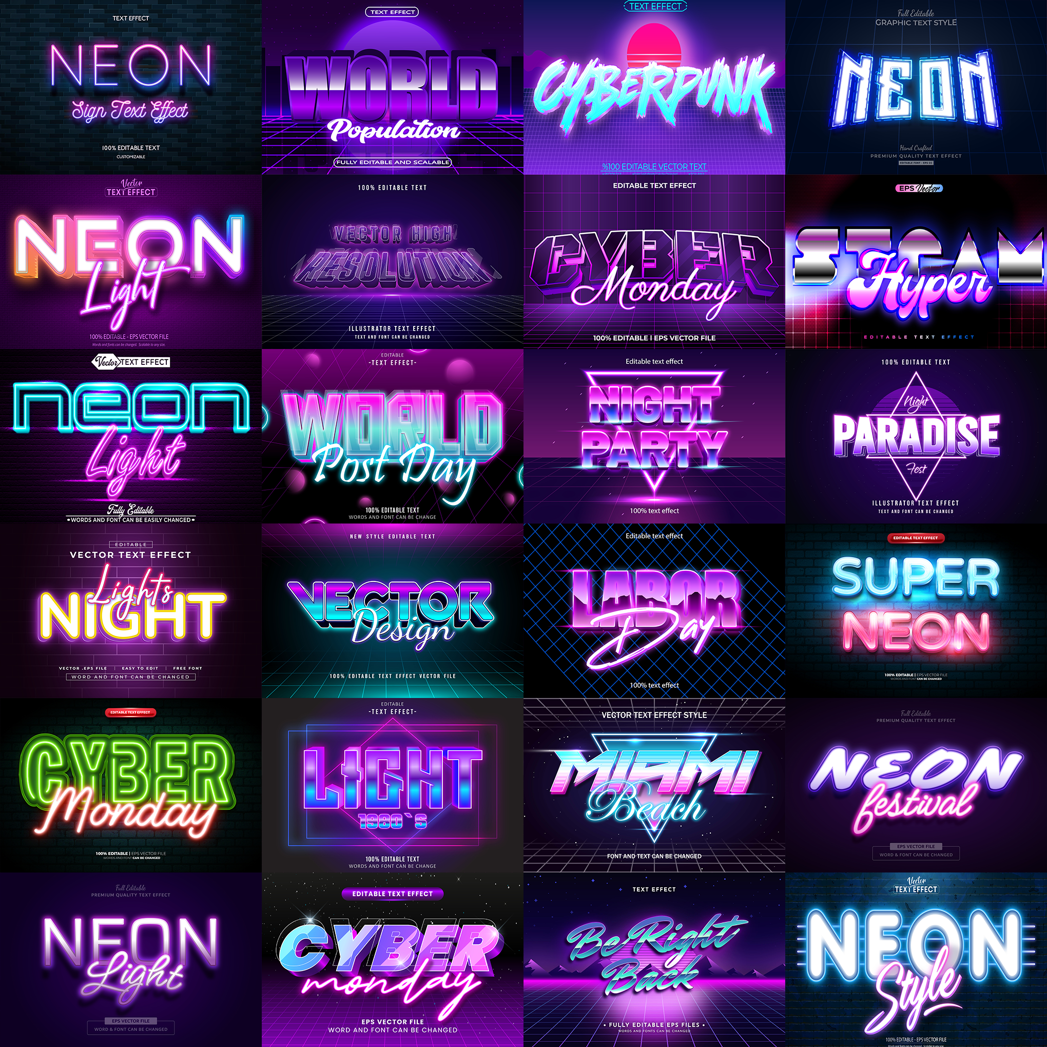 RetroWave FX – 1000+ Editable 80s, Synthwave, and Neon Text Effects (PSD & EPS)