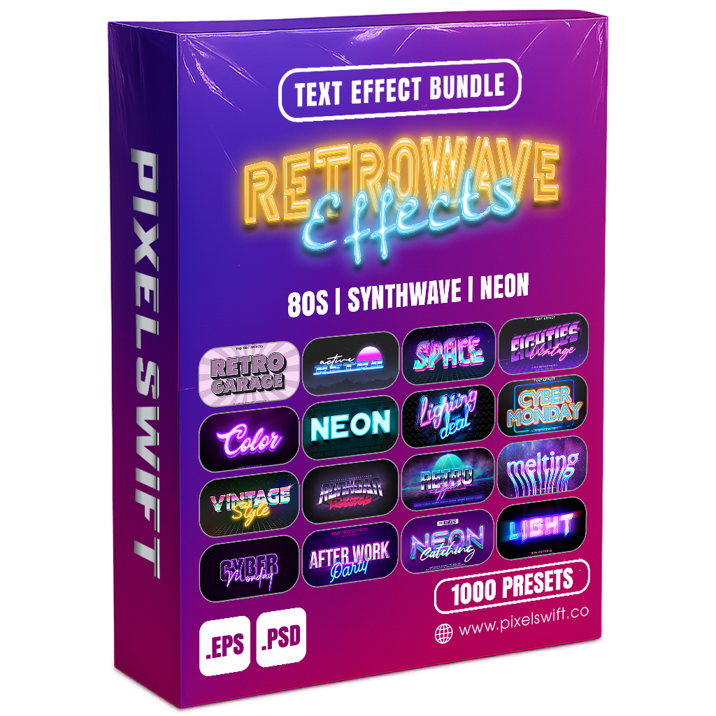 Creative FX Pack – 5,000+ Editable Retro, Pixel, Graffiti, Cosmic & Comic Text Effects (PSD + EPS)