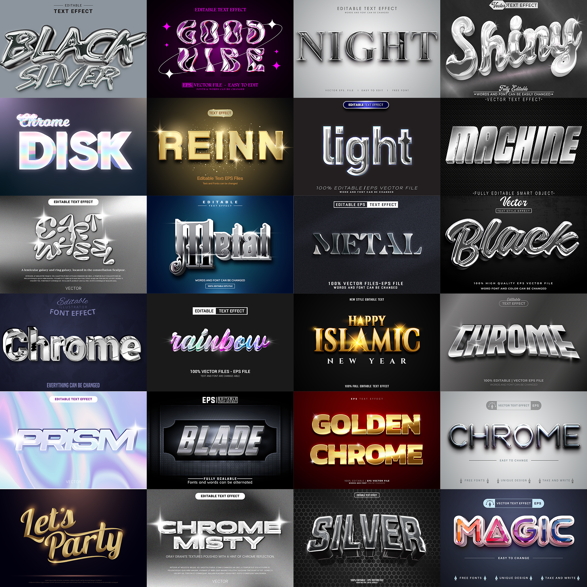 Power FX Pack – 5,000+ Editable Fire, Ice, Chrome, Retro & Pixel Text Effects (PSD + EPS)