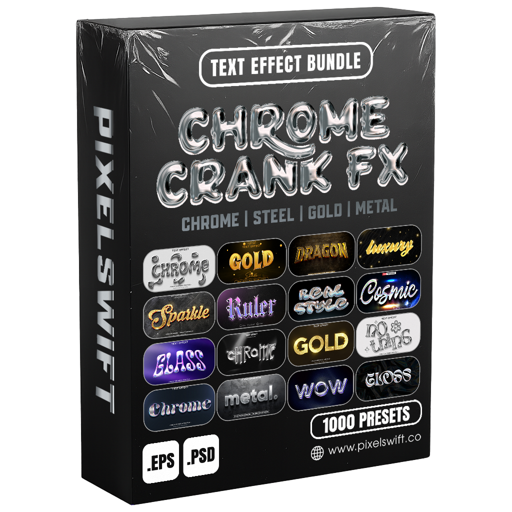 Power FX Pack – 5,000+ Editable Fire, Ice, Chrome, Stone & Smoke Text Effects (PSD + EPS)