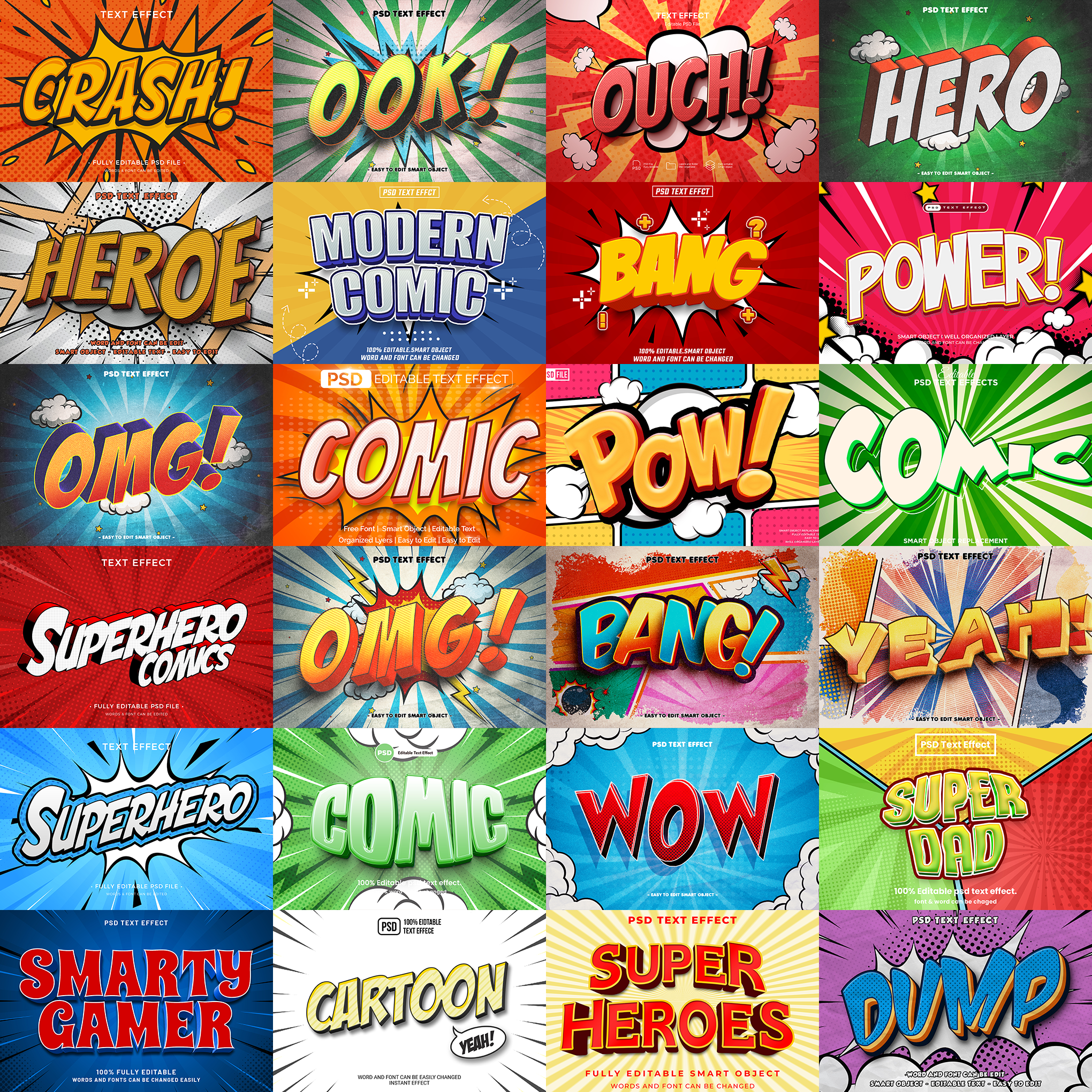 Comic Pop FX – 1000+ Editable Comic, Cartoon, & Bold Text Effects (PSD + EPS)
