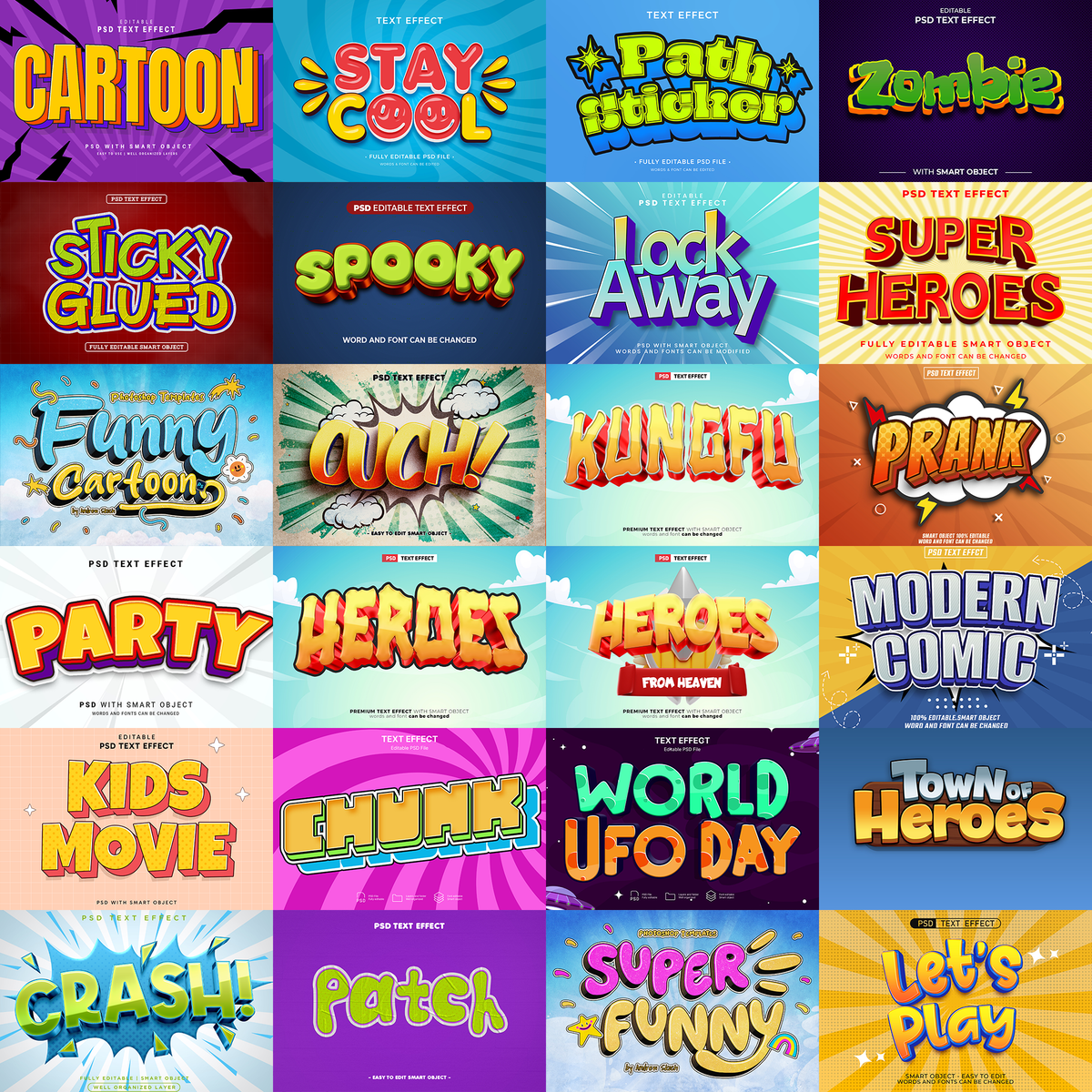 Comic Pop FX – 1000+ Editable Comic, Cartoon, & Bold Text Effects (PSD + EPS)