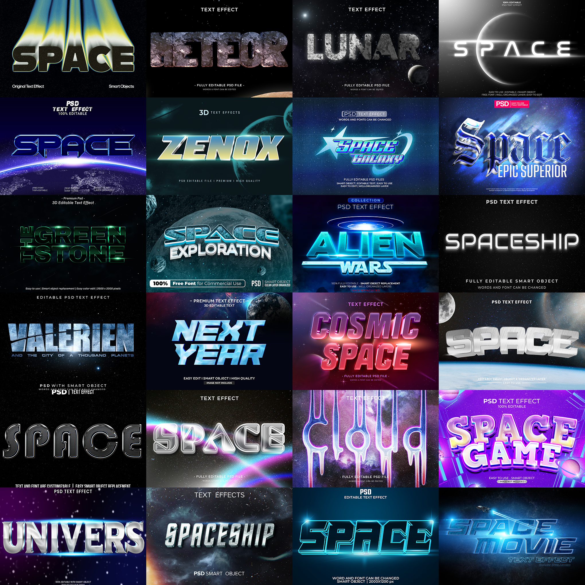 Fantasy FX Pack – 5,000+ Editable Graffiti, Cosmic, HorrorCore, Liquid & MagicGlow Text Effects (PSD + EPS)