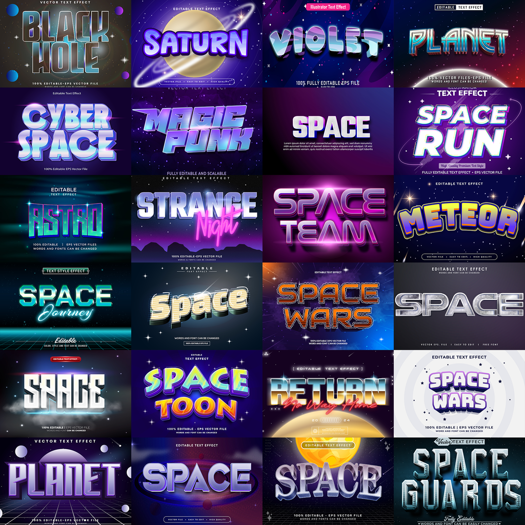 Creative FX Pack – 5,000+ Editable Retro, Pixel, Graffiti, Cosmic & Comic Text Effects (PSD + EPS)