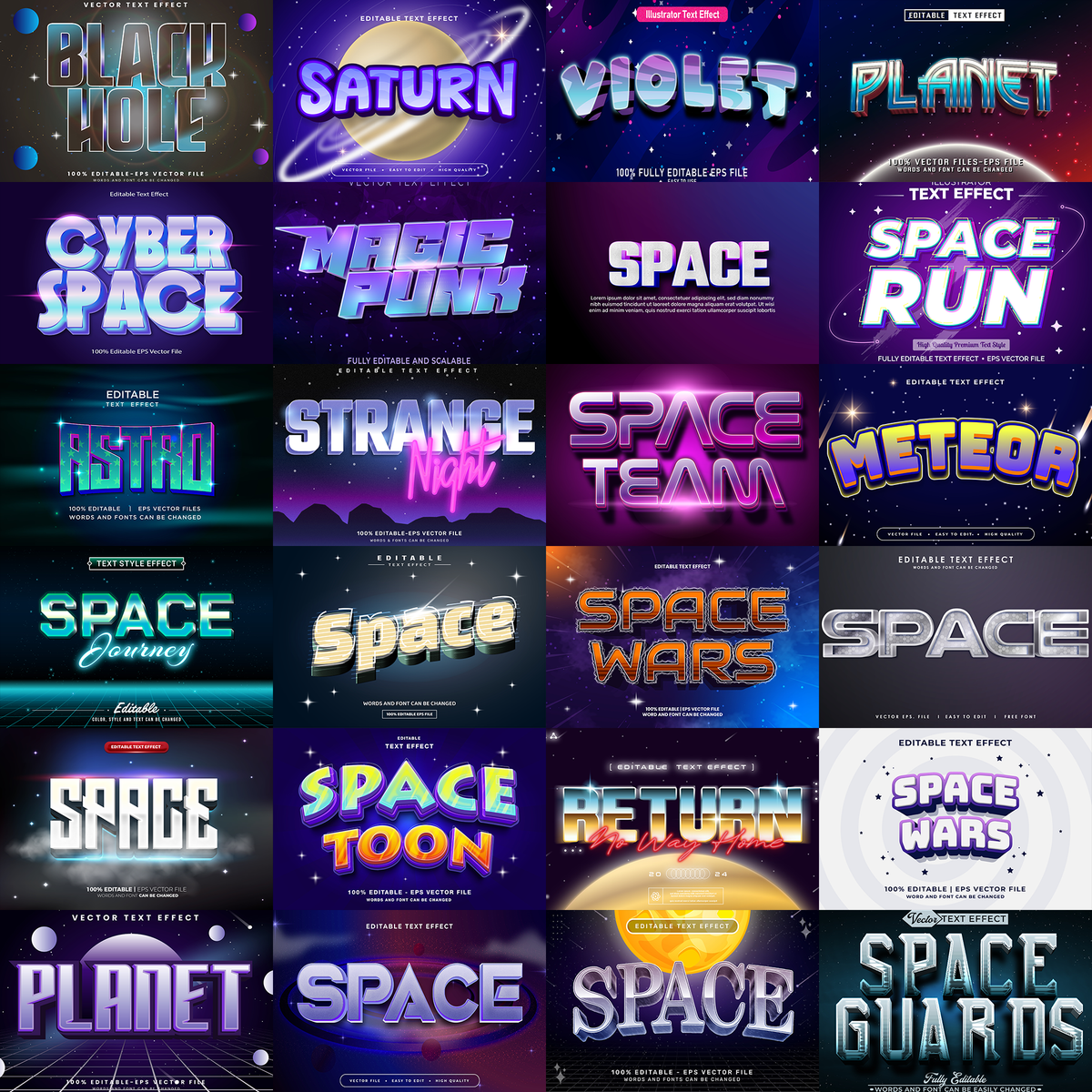 Creative FX Pack – 5,000+ Editable Retro, Pixel, Graffiti, Cosmic & Comic Text Effects (PSD + EPS)