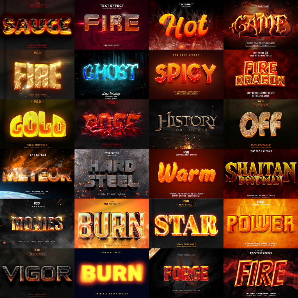 Firestorm FX – 1000+ Editable Fire, Flame & Burn Text Effects (PSD + EPS)