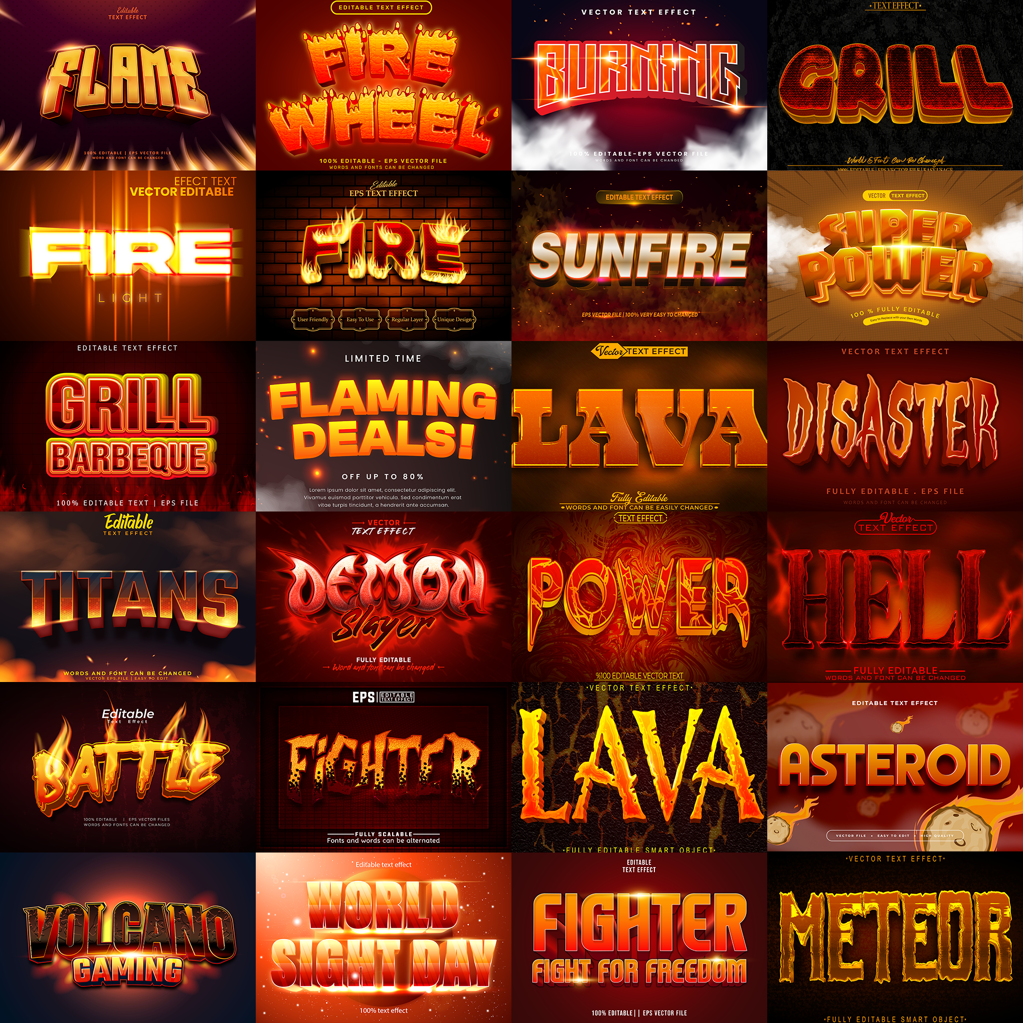 Firestorm FX – 1000+ Editable Fire, Flame & Burn Text Effects (PSD + EPS)