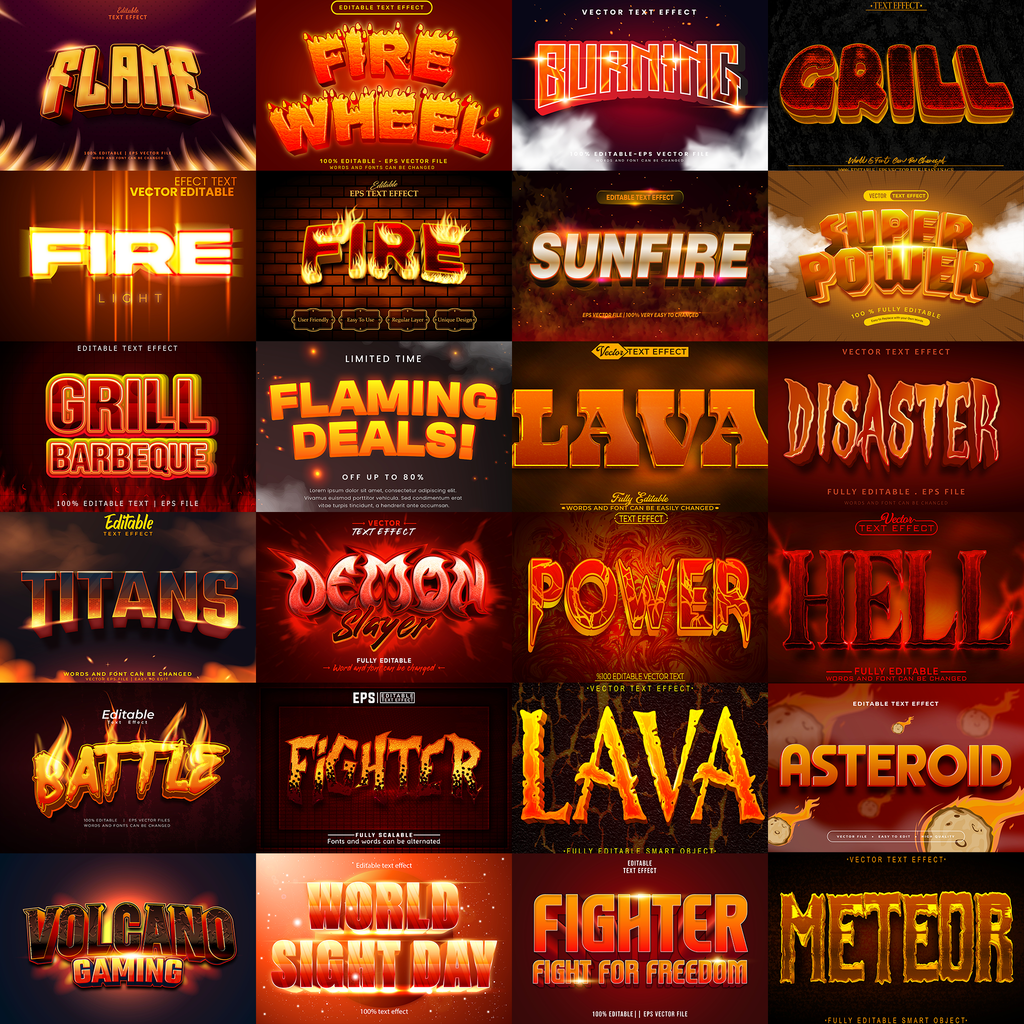 Firestorm FX – 1000+ Editable Fire, Flame & Burn Text Effects (PSD + EPS)