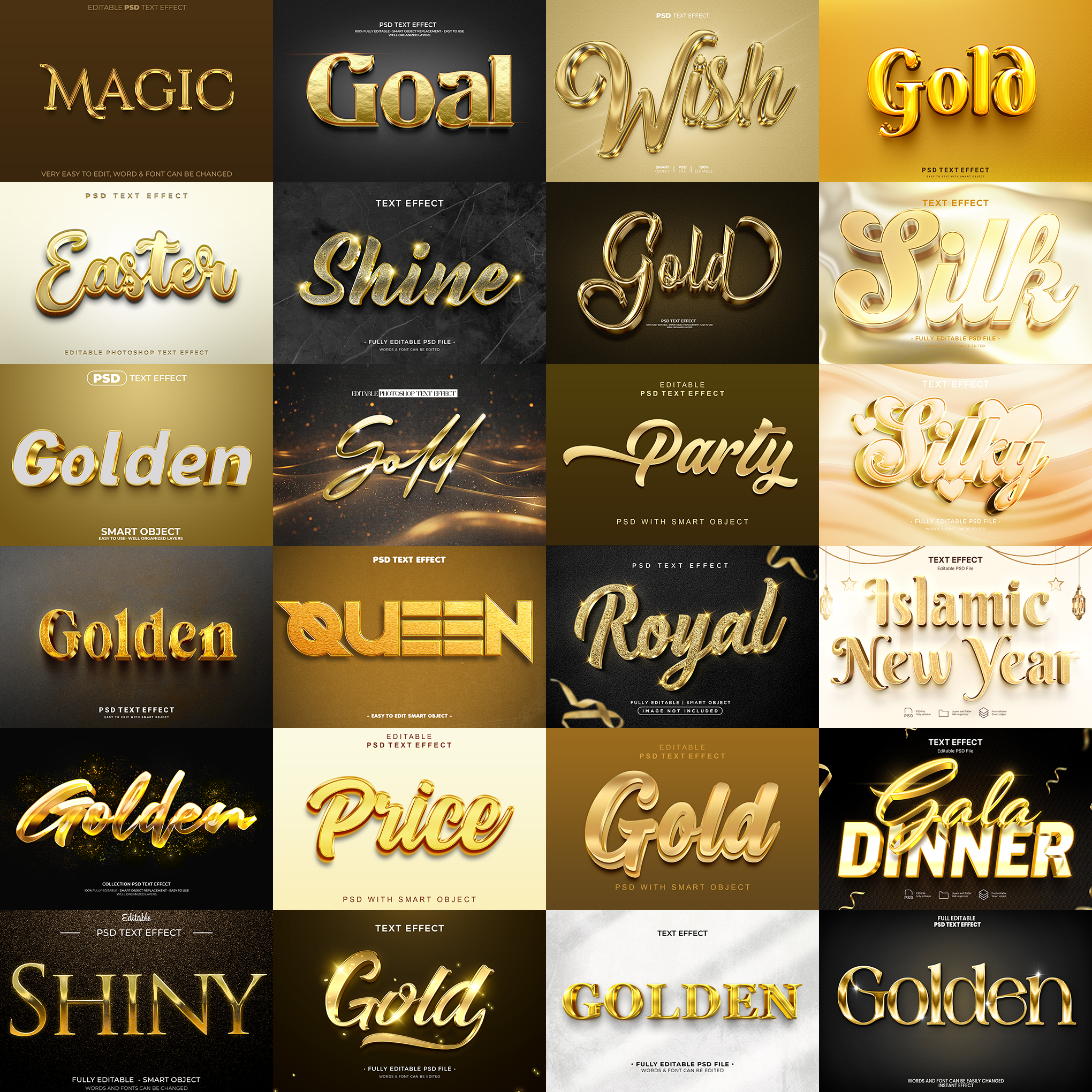 GoldRush FX – 1000+ Editable Gold, Luxury, & Shine Text Effects (PSD + EPS)