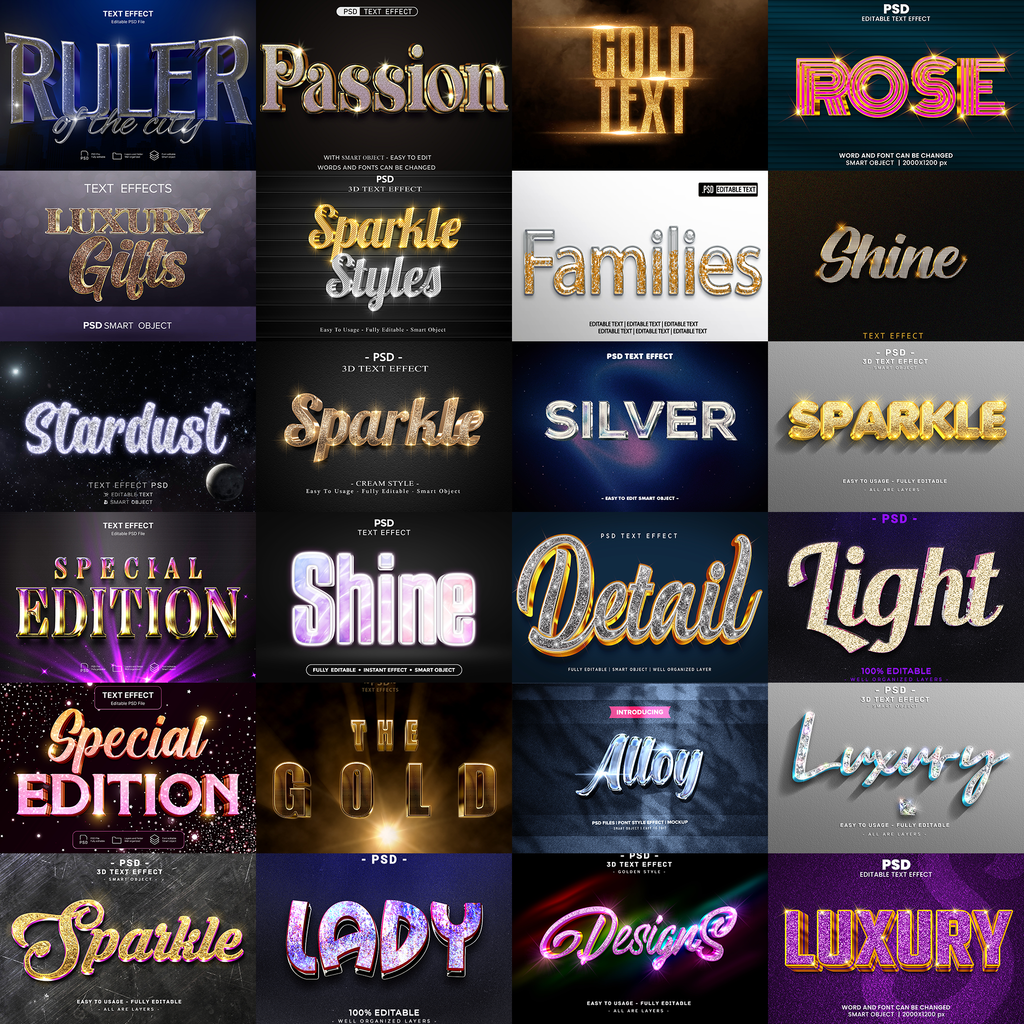 GoldRush FX – 1000+ Editable Gold, Luxury, & Shine Text Effects (PSD + EPS)