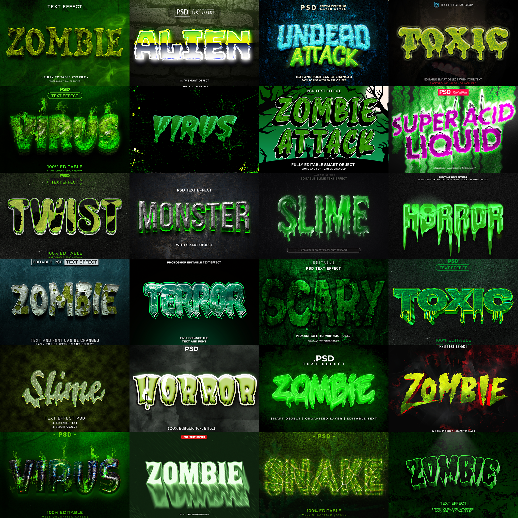 Fantasy FX Pack – 5,000+ Editable Graffiti, Cosmic, HorrorCore, Liquid & MagicGlow Text Effects (PSD + EPS)