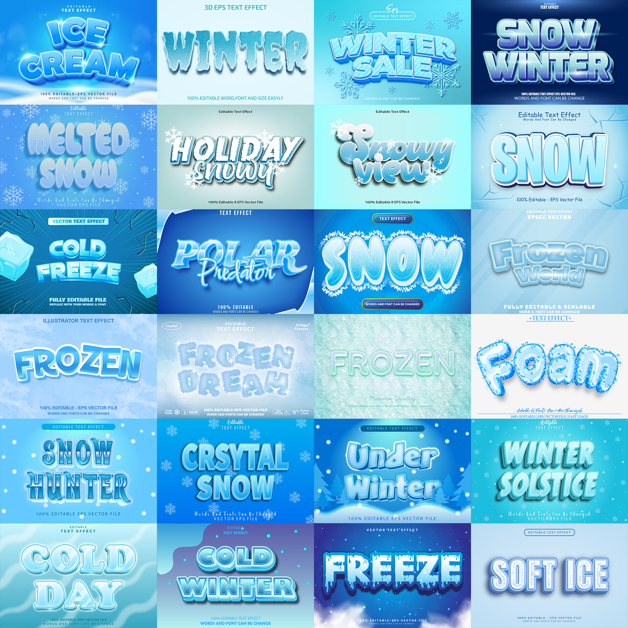 Power FX Pack – 5,000+ Editable Fire, Ice, Chrome, Stone & Smoke Text Effects (PSD + EPS)