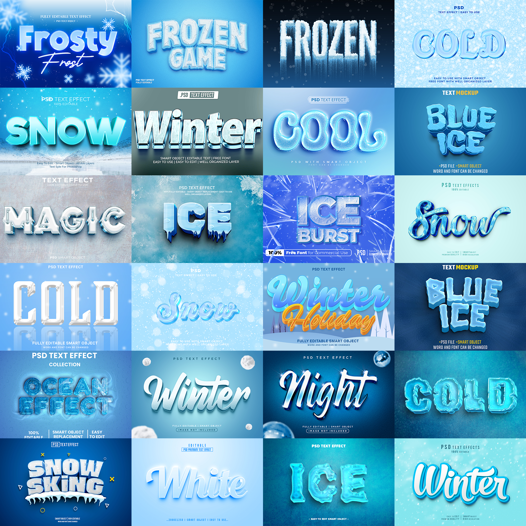 Power FX Pack – 5,000+ Editable Fire, Ice, Chrome, Stone & Smoke Text Effects (PSD + EPS)