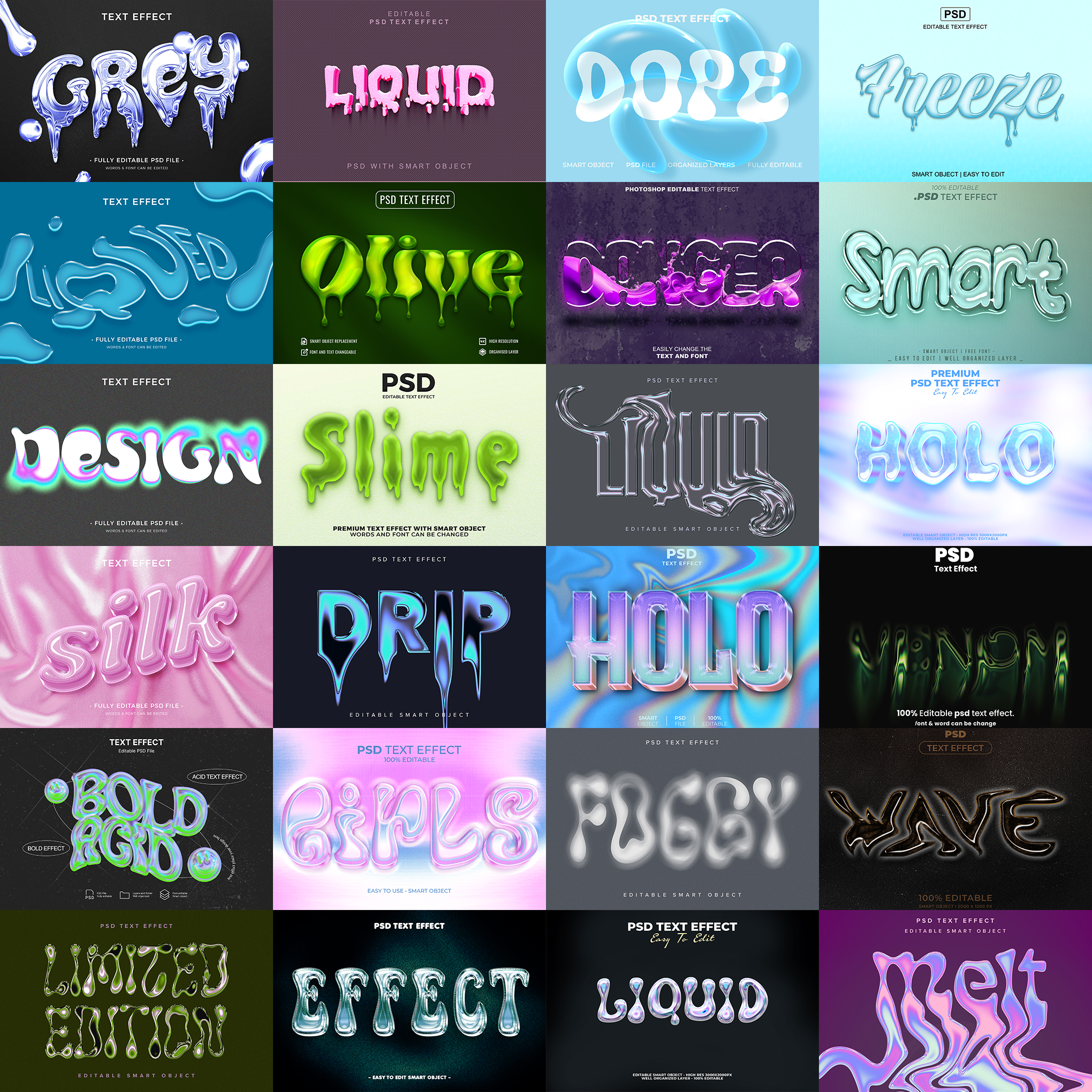 Fantasy FX Pack – 5,000+ Editable Graffiti, Cosmic, HorrorCore, Liquid & MagicGlow Text Effects (PSD + EPS)