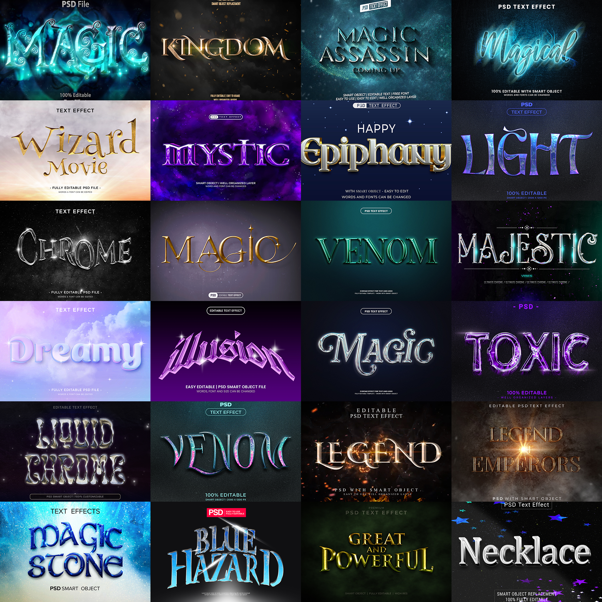 MagicGlow FX – 1000+ Editable Fairy Dust, Magic, & Sparkles Text Effects (PSD + EPS)