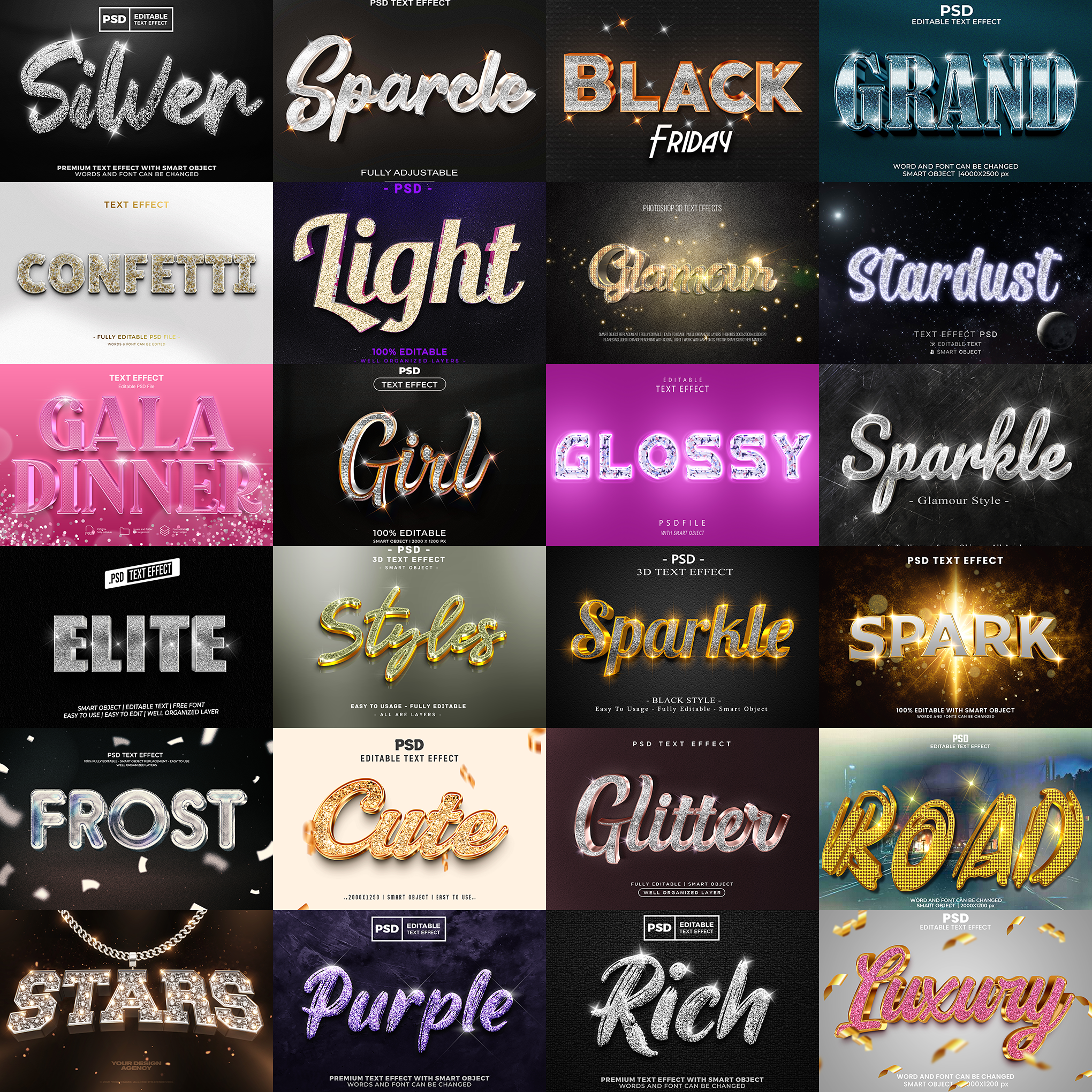 MagicGlow FX – 1000+ Editable Fairy Dust, Magic, & Sparkles Text Effects (PSD + EPS)