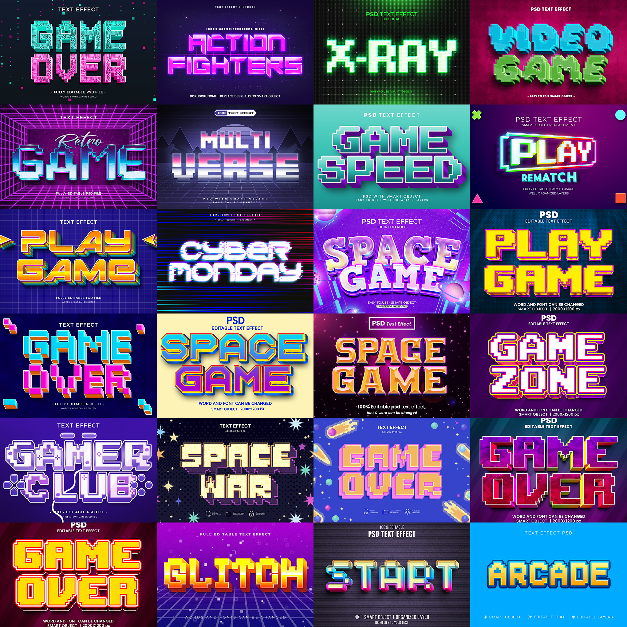 Creative FX Pack – 5,000+ Editable Retro, Pixel, Graffiti, Cosmic & Comic Text Effects (PSD + EPS)