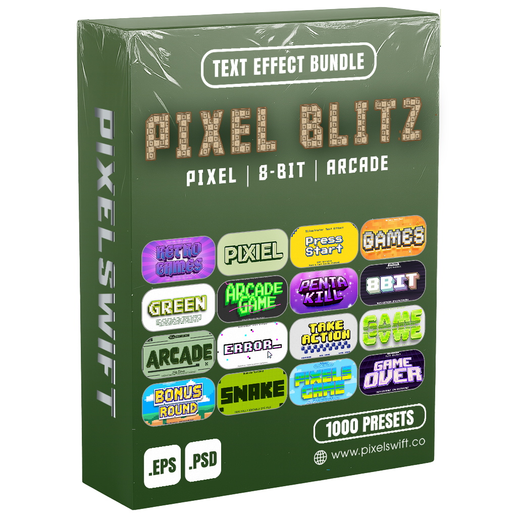 Creative FX Pack – 5,000+ Editable Retro, Pixel, Graffiti, Cosmic & Comic Text Effects (PSD + EPS)