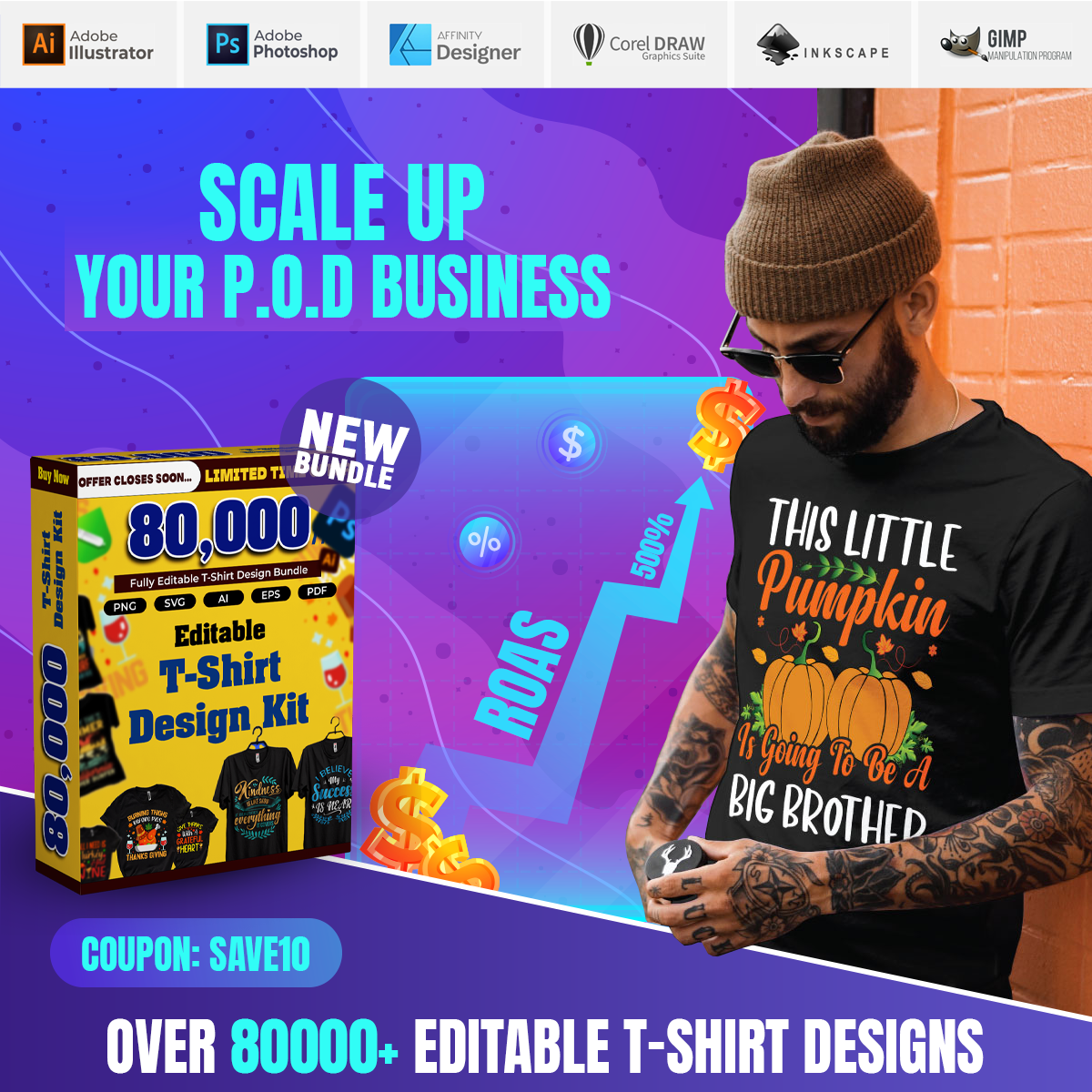 Over 80000+ Editable T-Shirt Designs ( Super Combo )