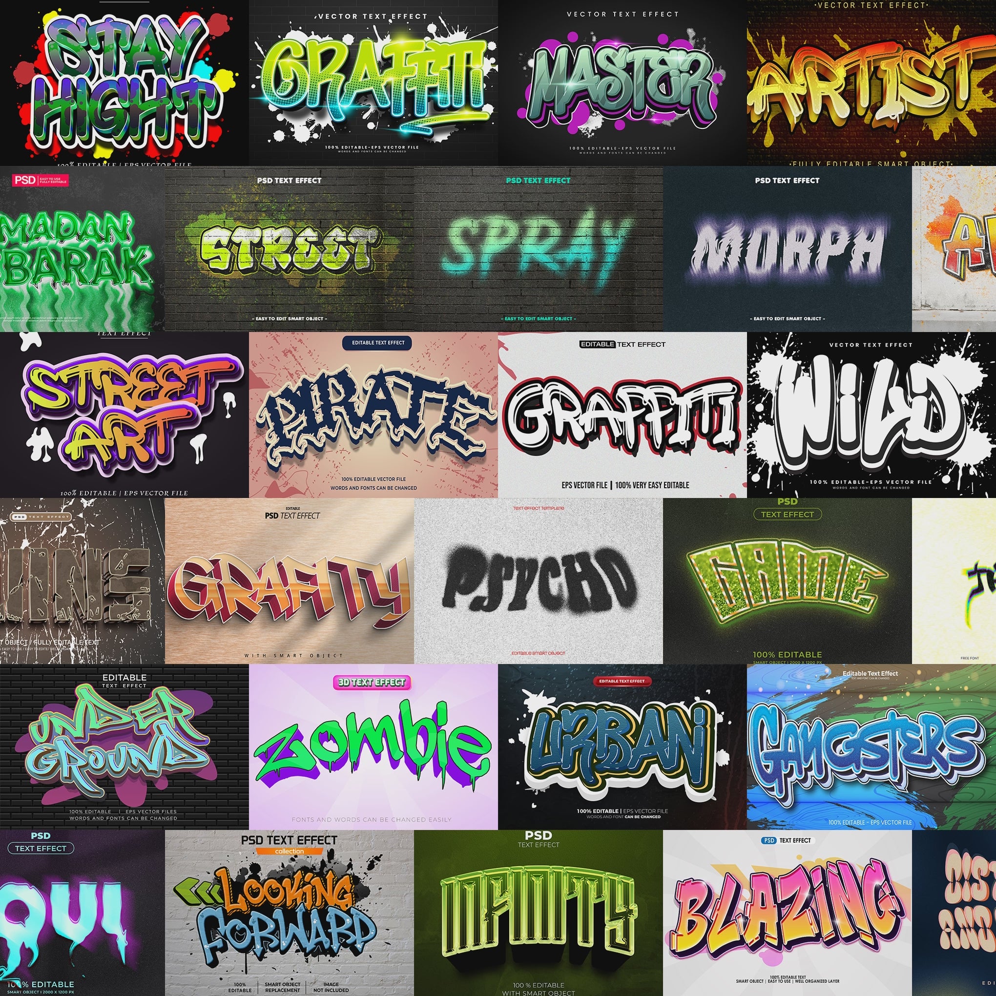 Graffiti Grind FX – 1000+ Editable Graffiti, Urban, & Street Text Effects (PSD + EPS)