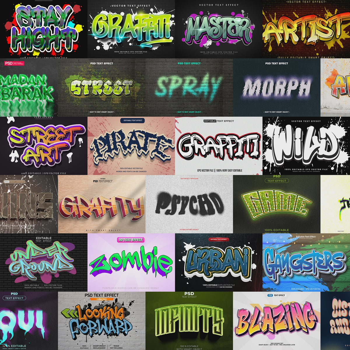 Graffiti Grind FX – 1000+ Editable Graffiti, Urban, & Street Text Effects (PSD + EPS)