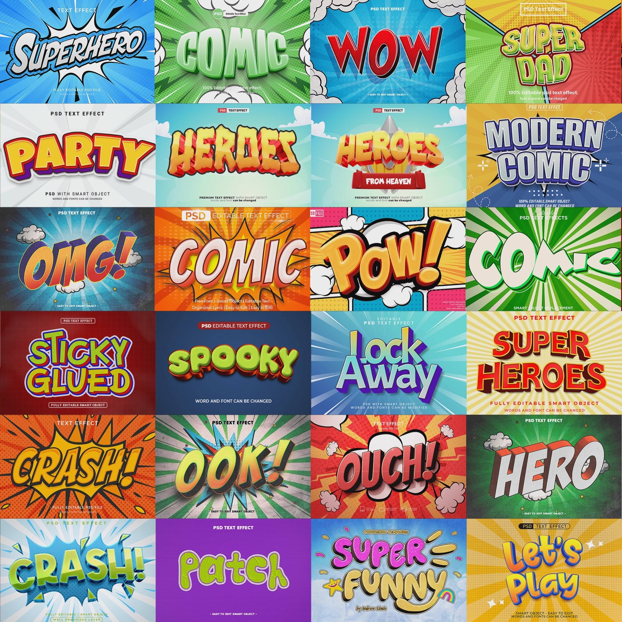 Comic Pop FX – 1000+ Editable Comic, Cartoon, & Bold Text Effects (PSD + EPS)