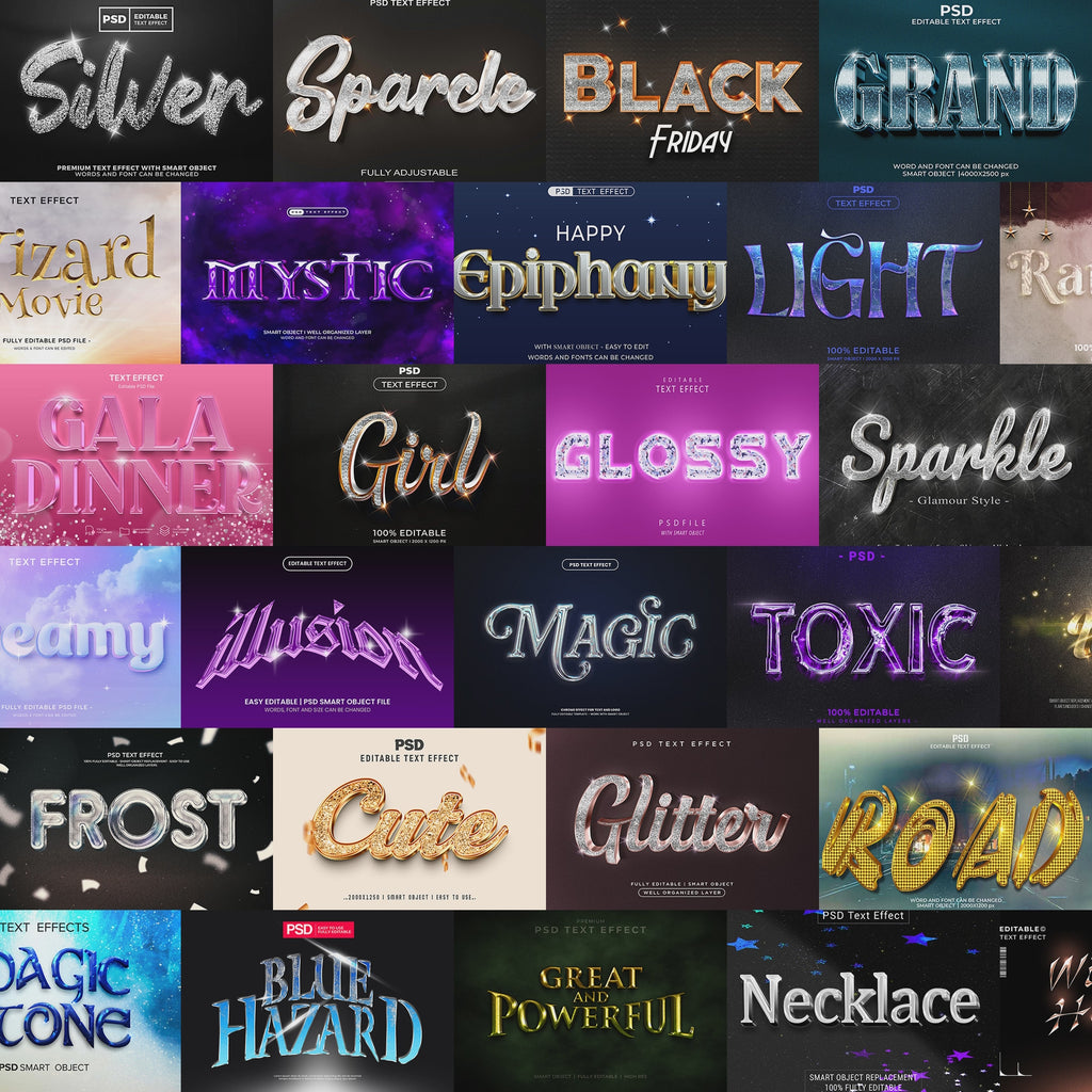 MagicGlow FX – 1000+ Editable Fairy Dust, Magic, & Sparkles Text Effects (PSD + EPS)