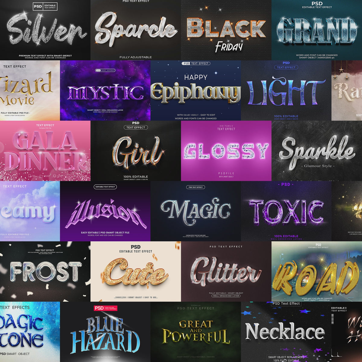 MagicGlow FX – 1000+ Editable Fairy Dust, Magic, & Sparkles Text Effects (PSD + EPS)